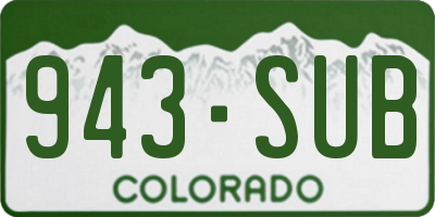 CO license plate 943SUB
