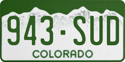 CO license plate 943SUD
