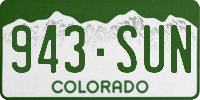 CO license plate 943SUN