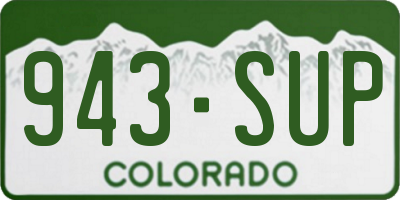 CO license plate 943SUP