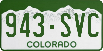 CO license plate 943SVC