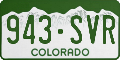 CO license plate 943SVR
