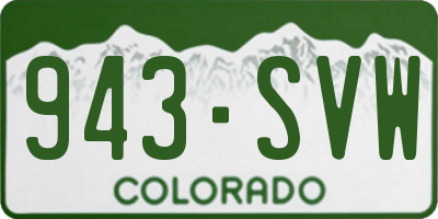 CO license plate 943SVW