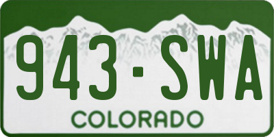 CO license plate 943SWA