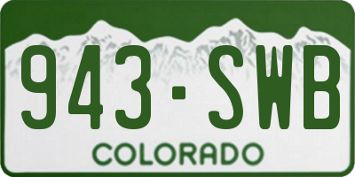 CO license plate 943SWB