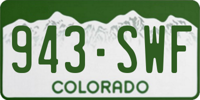 CO license plate 943SWF