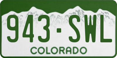 CO license plate 943SWL
