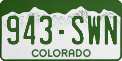 CO license plate 943SWN