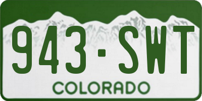 CO license plate 943SWT