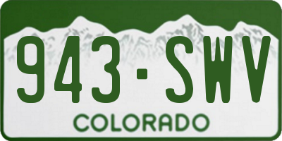 CO license plate 943SWV