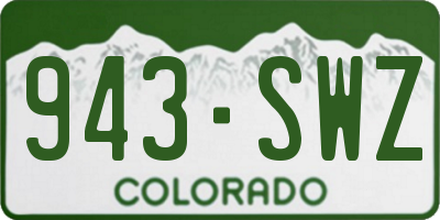 CO license plate 943SWZ