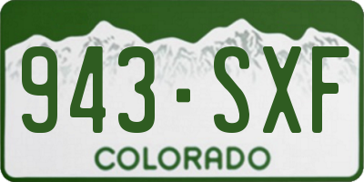 CO license plate 943SXF