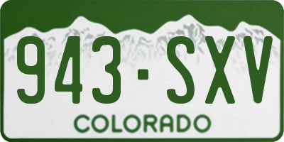 CO license plate 943SXV