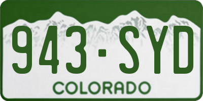 CO license plate 943SYD