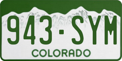 CO license plate 943SYM