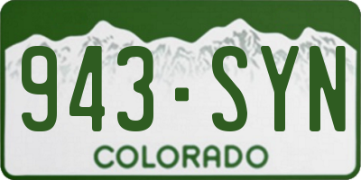 CO license plate 943SYN