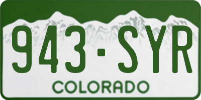 CO license plate 943SYR