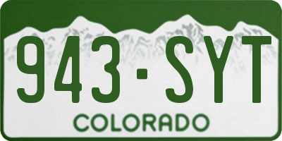 CO license plate 943SYT