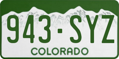 CO license plate 943SYZ