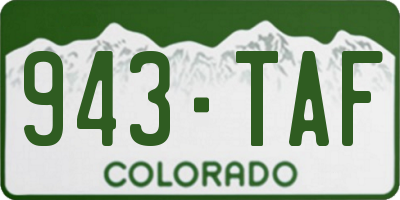 CO license plate 943TAF