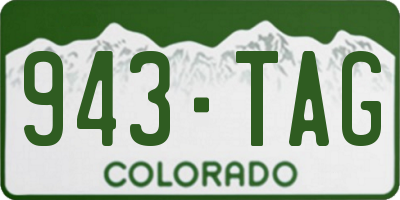 CO license plate 943TAG