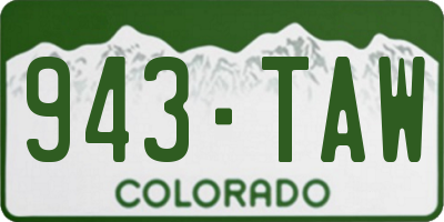 CO license plate 943TAW