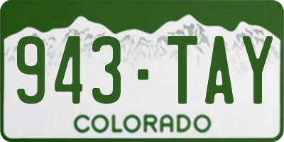 CO license plate 943TAY