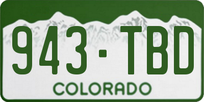 CO license plate 943TBD