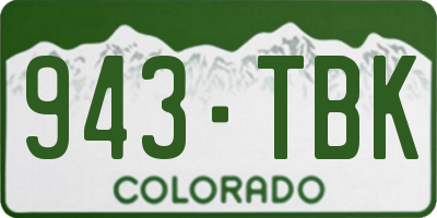 CO license plate 943TBK