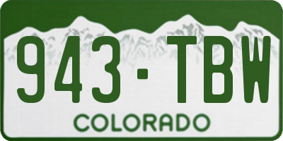 CO license plate 943TBW
