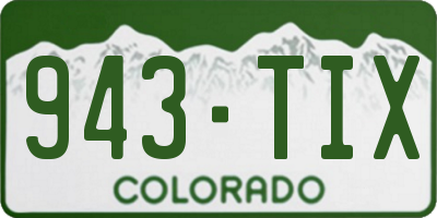 CO license plate 943TIX