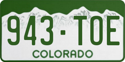 CO license plate 943TOE