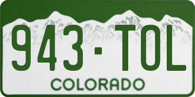 CO license plate 943TOL