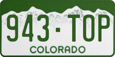 CO license plate 943TOP
