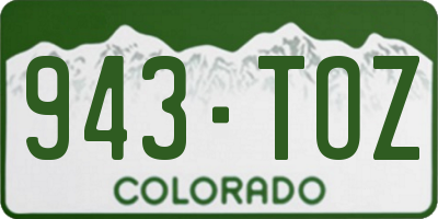 CO license plate 943TOZ