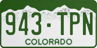 CO license plate 943TPN