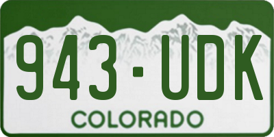 CO license plate 943UDK
