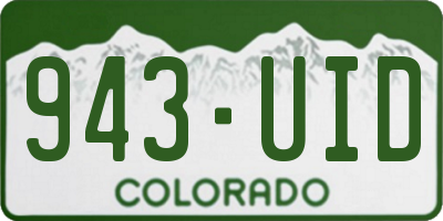CO license plate 943UID