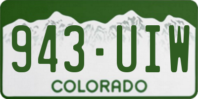 CO license plate 943UIW