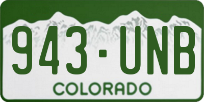 CO license plate 943UNB
