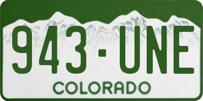 CO license plate 943UNE