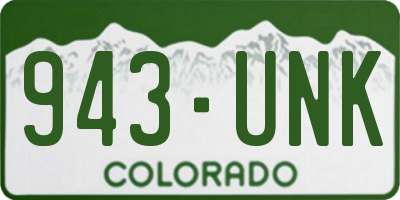 CO license plate 943UNK
