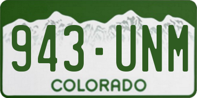 CO license plate 943UNM