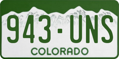 CO license plate 943UNS