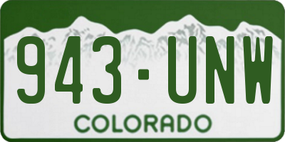 CO license plate 943UNW