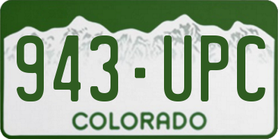 CO license plate 943UPC