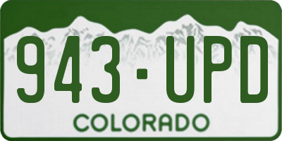 CO license plate 943UPD