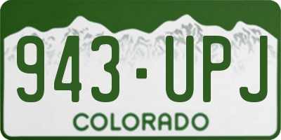 CO license plate 943UPJ