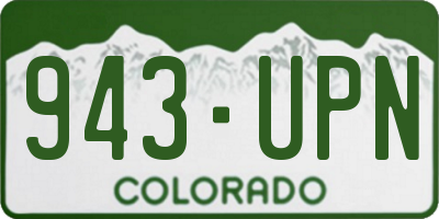 CO license plate 943UPN