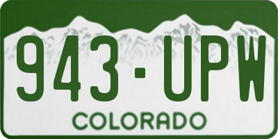 CO license plate 943UPW
